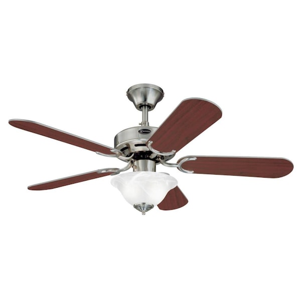 Brightbomb 42 in. Brushed Nickel Finish Reversible Blades Frosted White Alabaster Glass Rosewood & Light Maple BR3275285 - main